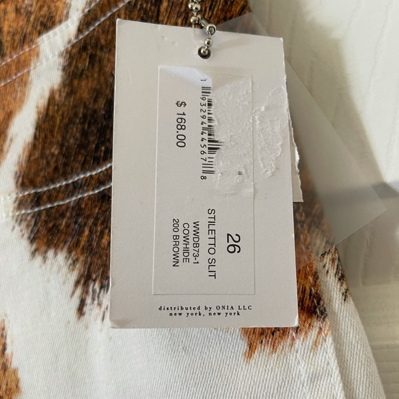 WeWoreWhat Cow Hide Stiletto Slit Jeans Size 26 NWT - Picture 6 of 11